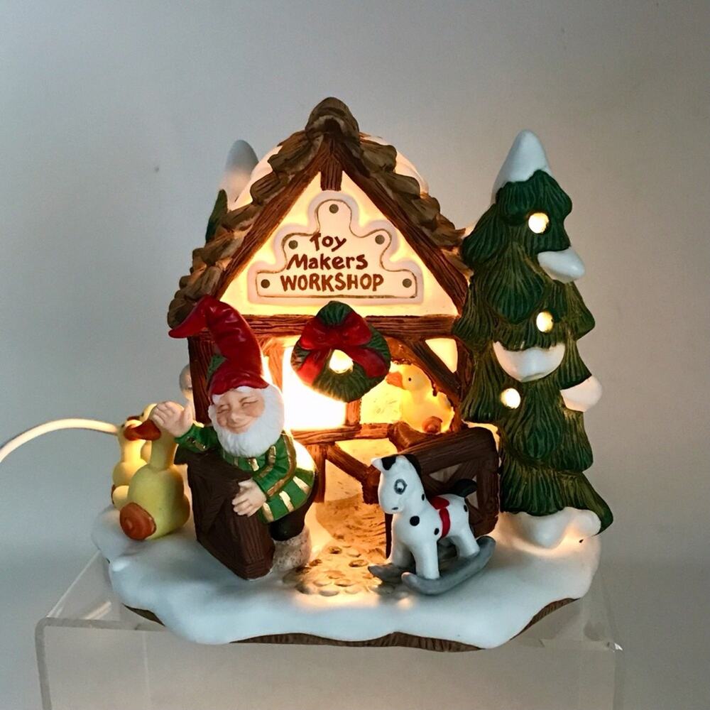 Fitz & Floyd Illuminated "Toymaker's Workshop" Enchanted Forest Boxed 1993